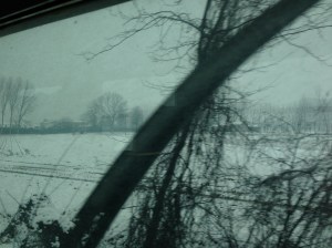 Snow on the way to Urbino from Milan